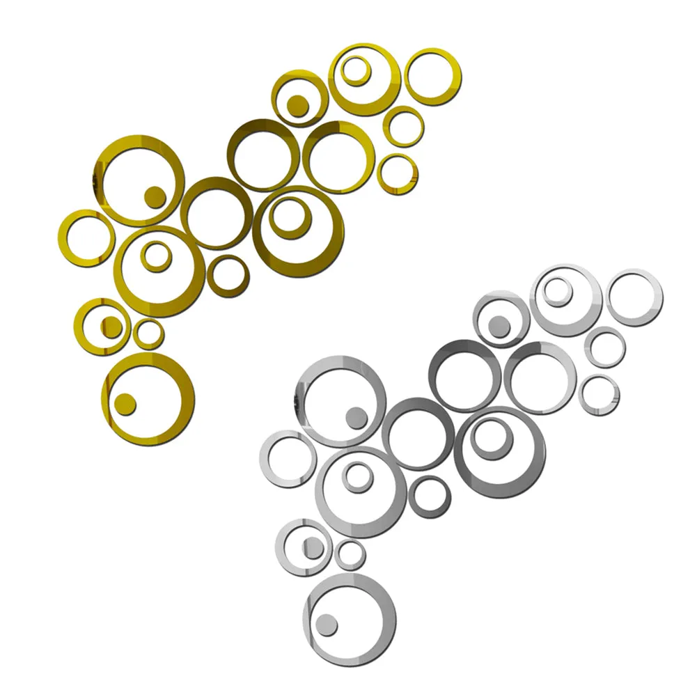 24 Pcs Circles Wall Stickers Mirror Style Removable Decal Vinyl Art Mural Wall Sticker Home Decoration