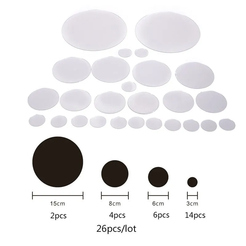 26pcs Decorative Mirrors Wall Stickers Silver Round Bedroom Creative Modern Wall Stickers Home Room Bathroom Decoration