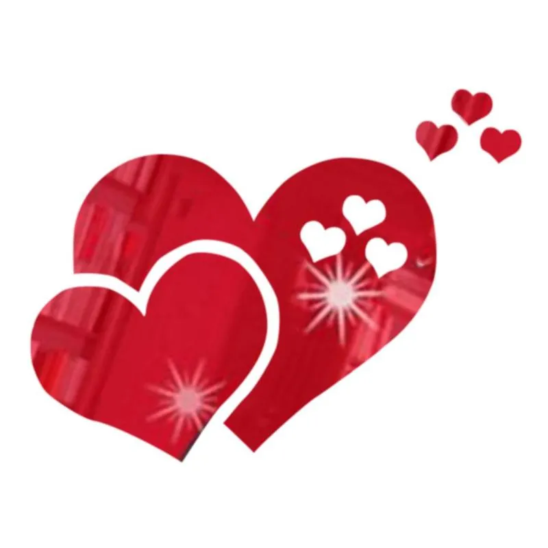 3D Mirror Wall Stickers Love Heart Decal DIY Home Bedroom Art Decor Room Decor Sofa TV Background Home Wall Decor Design Bright