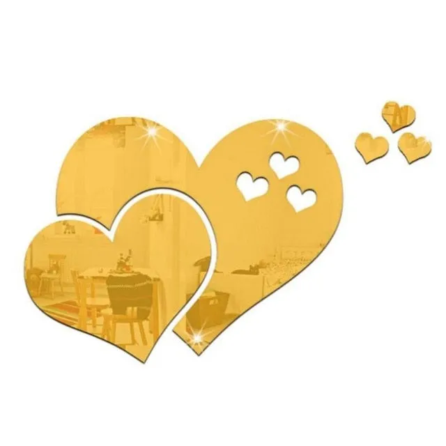 3D Mirror Wall Stickers Love Heart Decal DIY Home Bedroom Art Decor Room Decor Sofa TV Background Home Wall Decor Design Bright