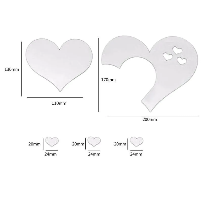 3D Mirror Wall Stickers Love Heart Decal DIY Home Bedroom Art Decor Room Decor Sofa TV Background Home Wall Decor Design Bright