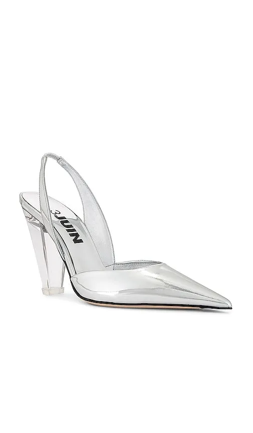 3JUIN Kristen Slingback Heel in Metallic Silver