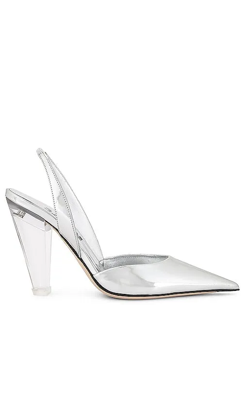 3JUIN Kristen Slingback Heel in Metallic Silver