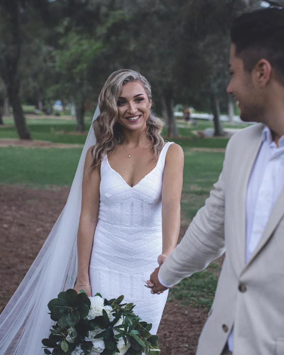 Amalfi Geometric Sequin Gown - White