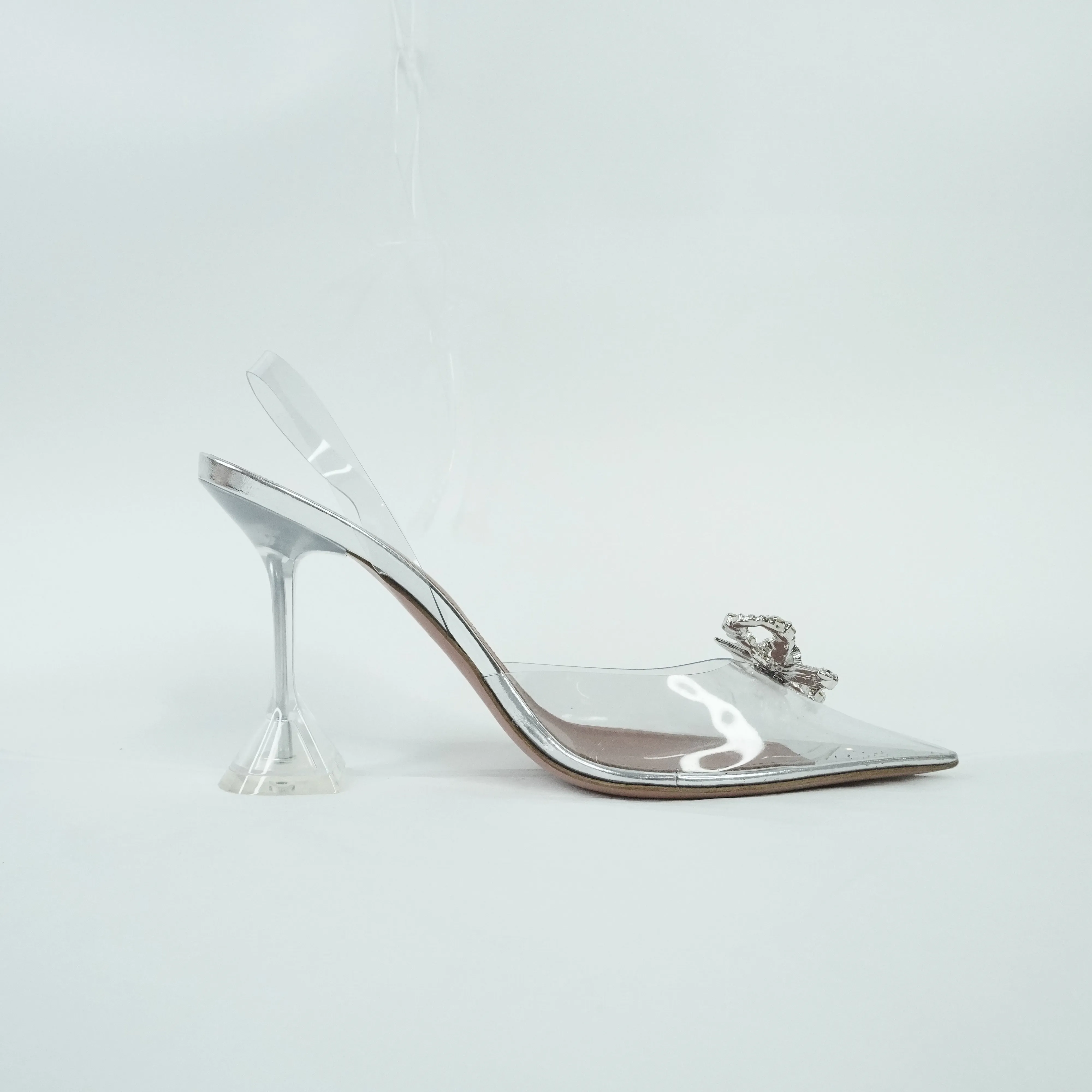 Amina Muaddi Heels PVC Crystal Sling Back 38.5