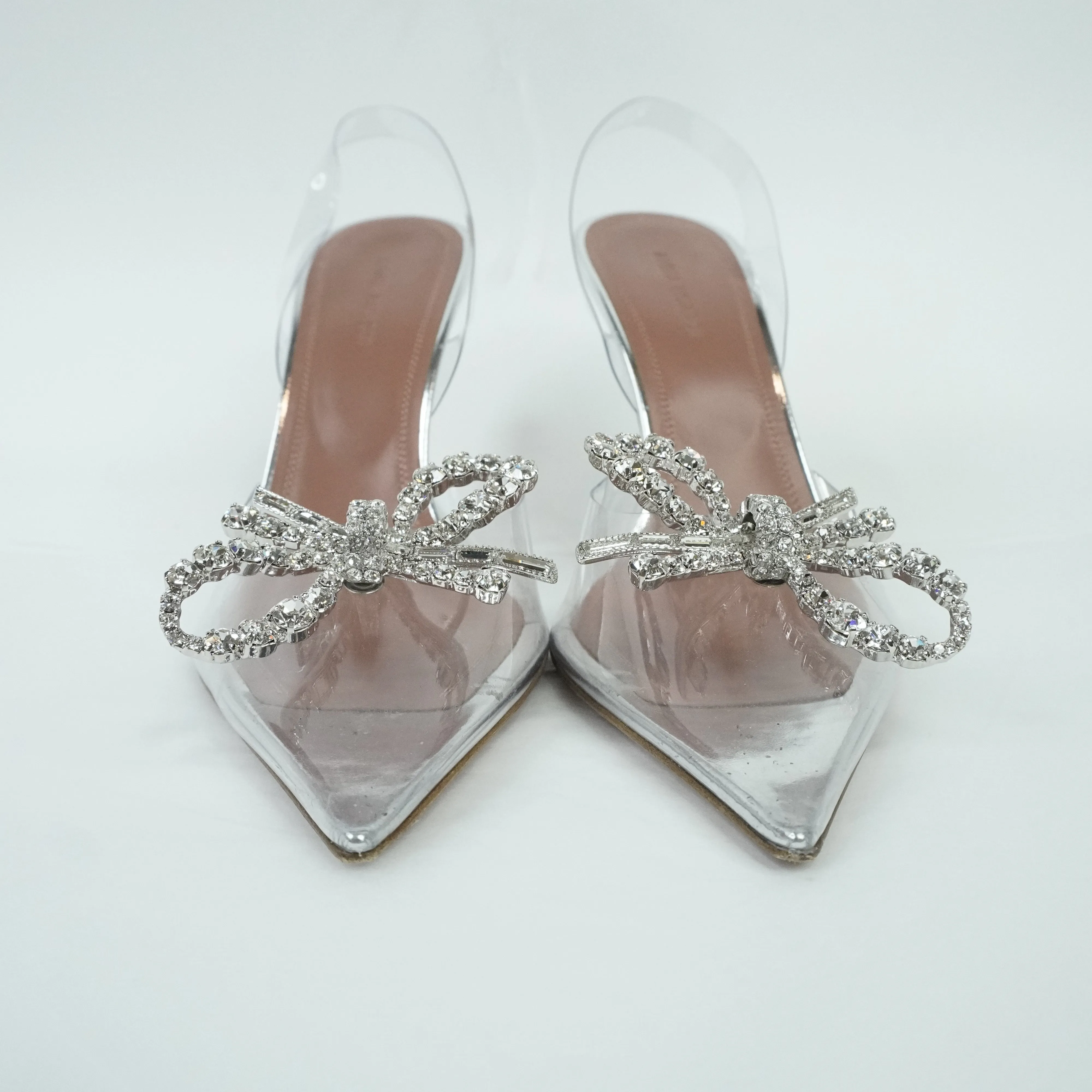 Amina Muaddi Heels PVC Crystal Sling Back 38.5