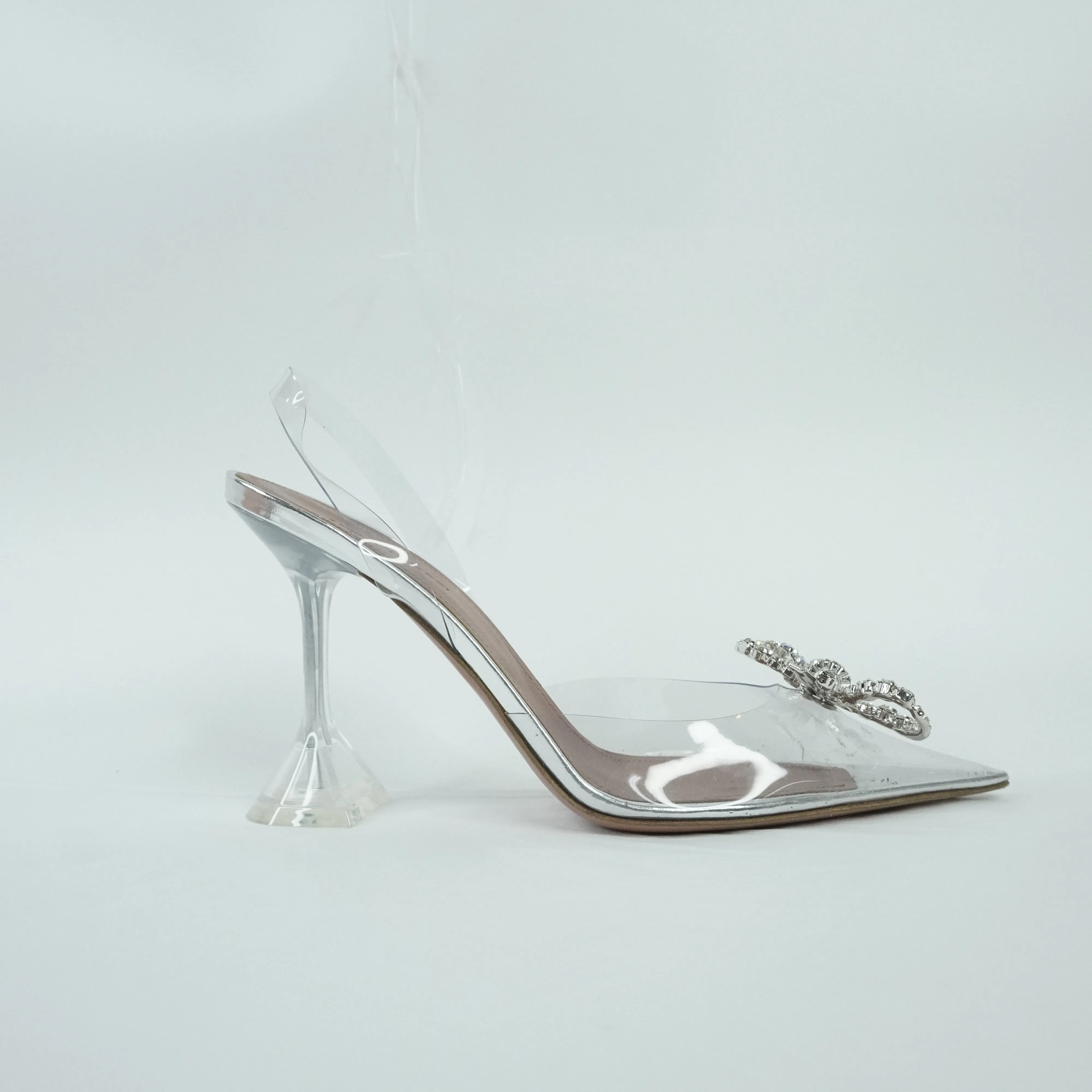 Amina Muaddi Heels PVC Crystal Sling Back 38.5
