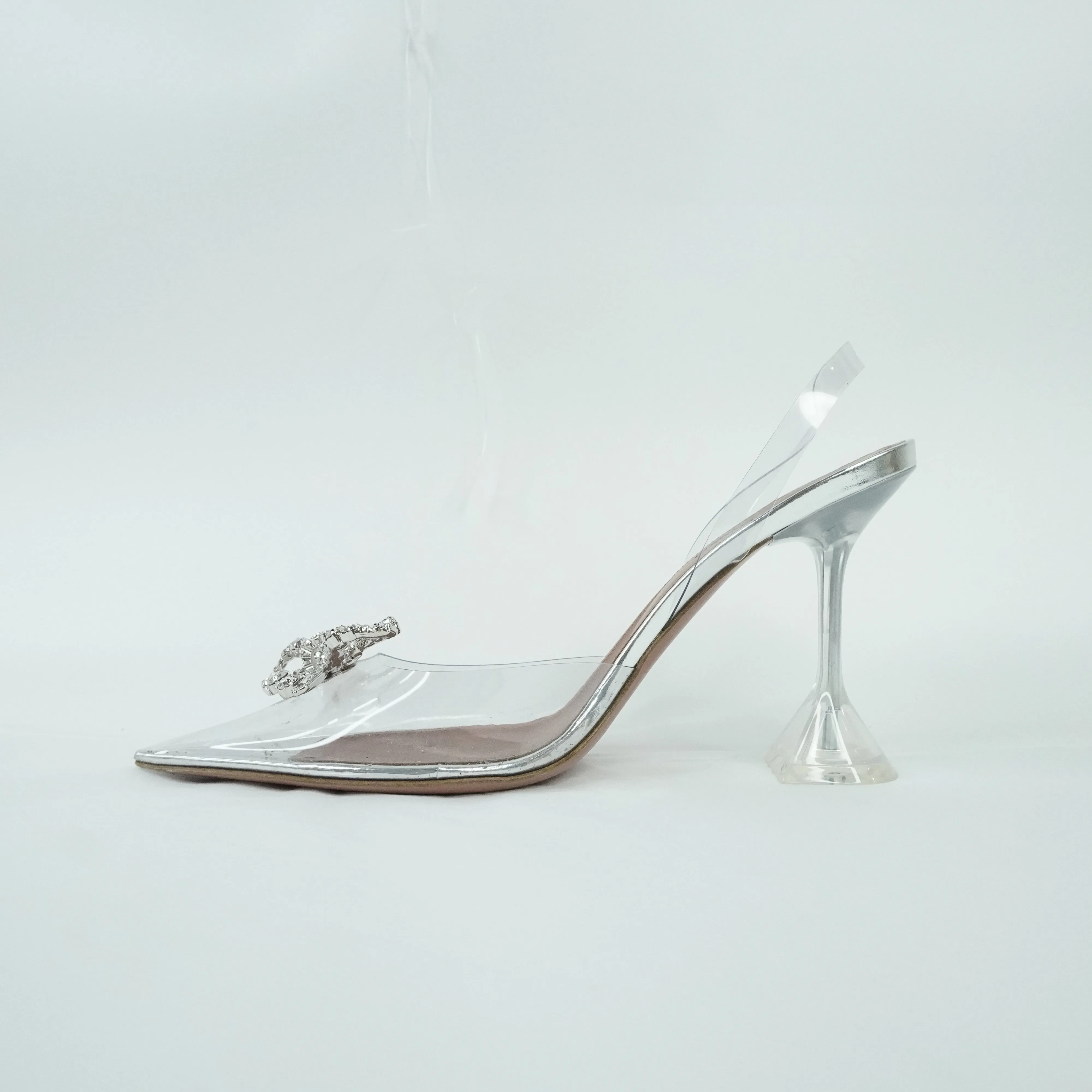 Amina Muaddi Heels PVC Crystal Sling Back 38.5