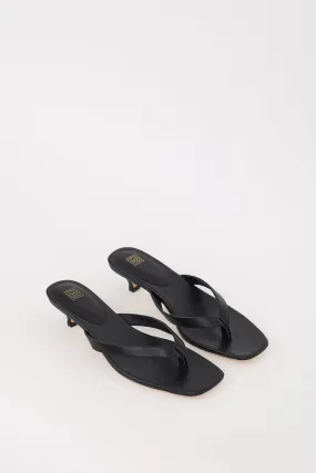 Black Leather The Flip Flop Heel