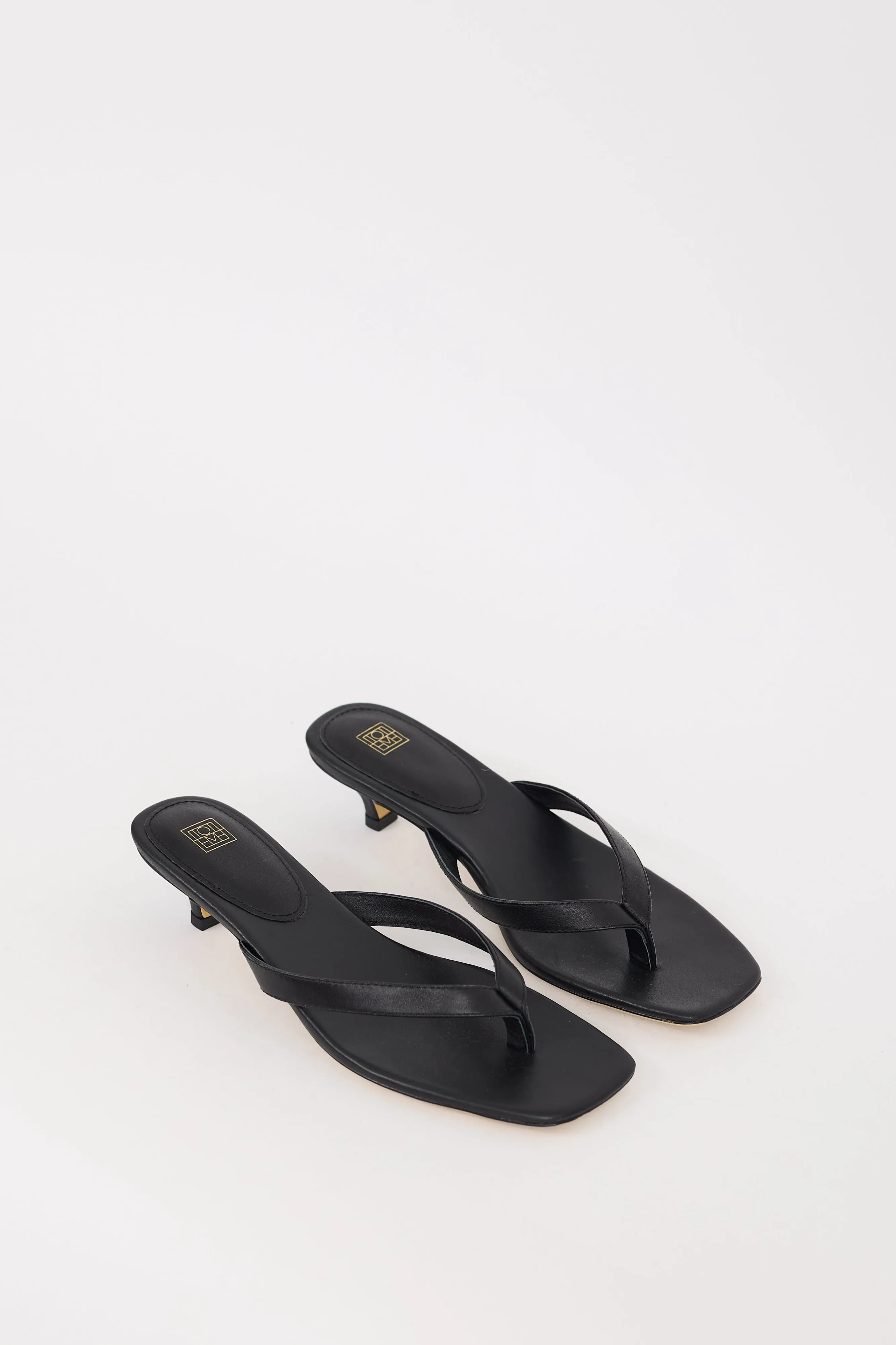 Black Leather The Flip Flop Heel