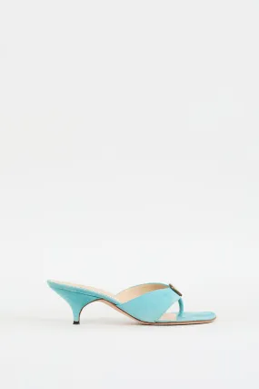Blue Suede Coin Embellished Heeled Sandal