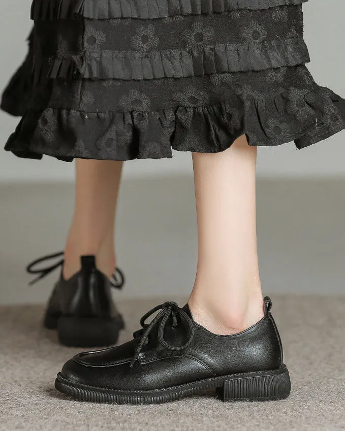 elveswallet Lace-up vintage style round toe Mary Jane shoes