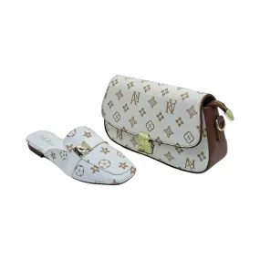 Flat Printed Loafers and Monogram Shoulder Bag Set