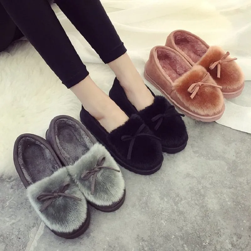 Flats Cute Soft Fur Home Shoes