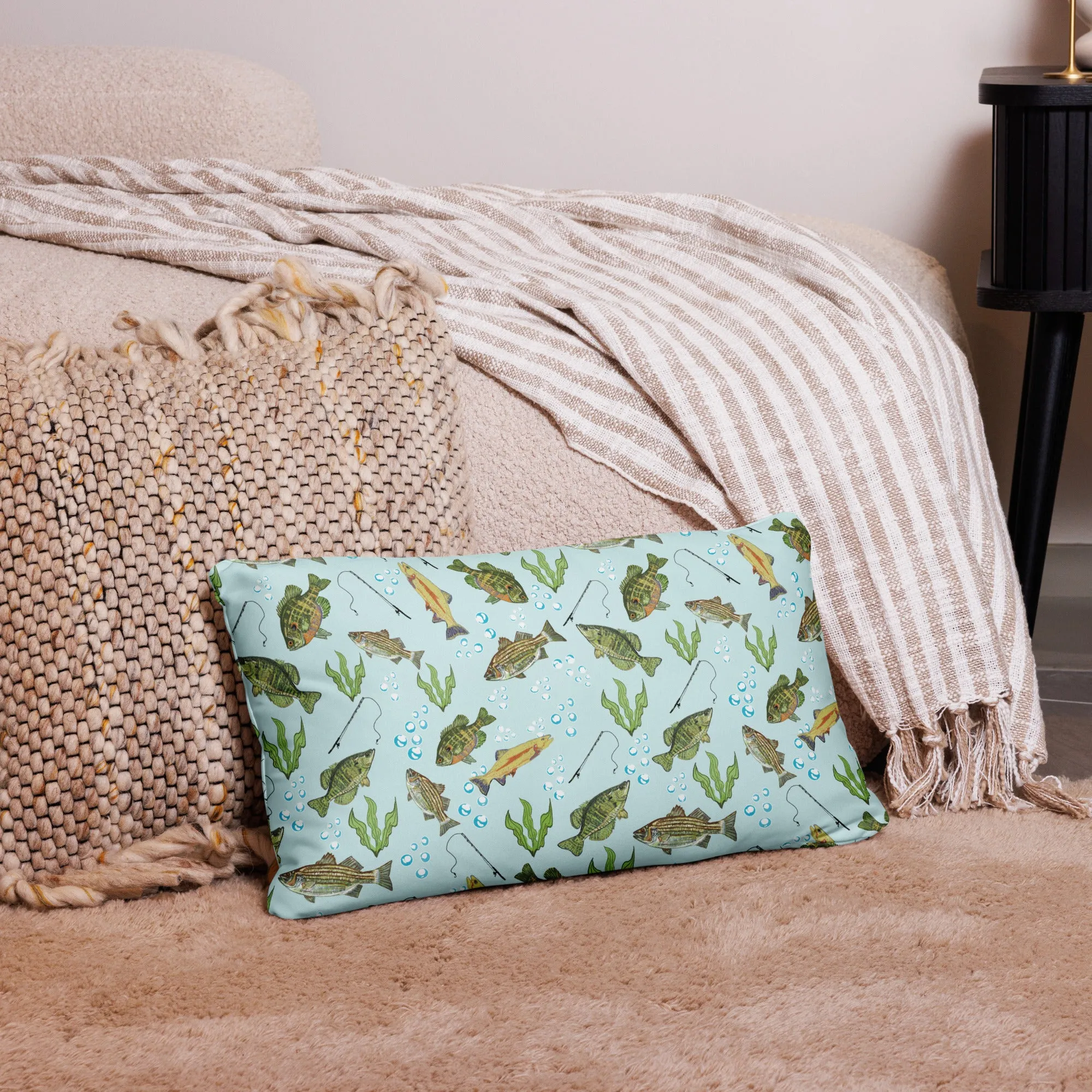 Fresh Water Fishing Basic Throw Pillow 20 x 12