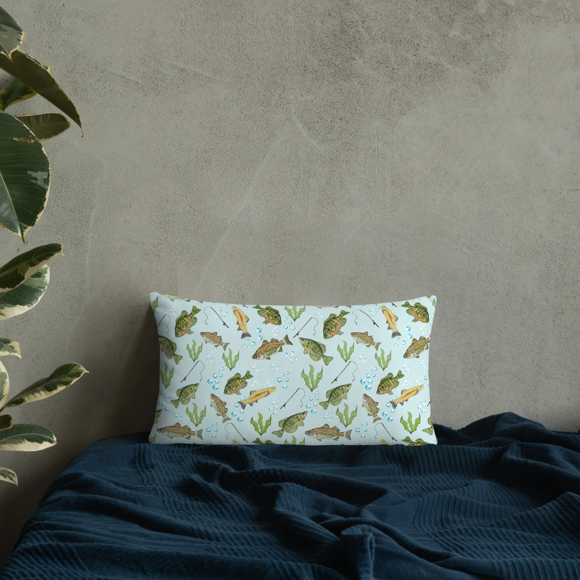 Fresh Water Fishing Basic Throw Pillow 20 x 12