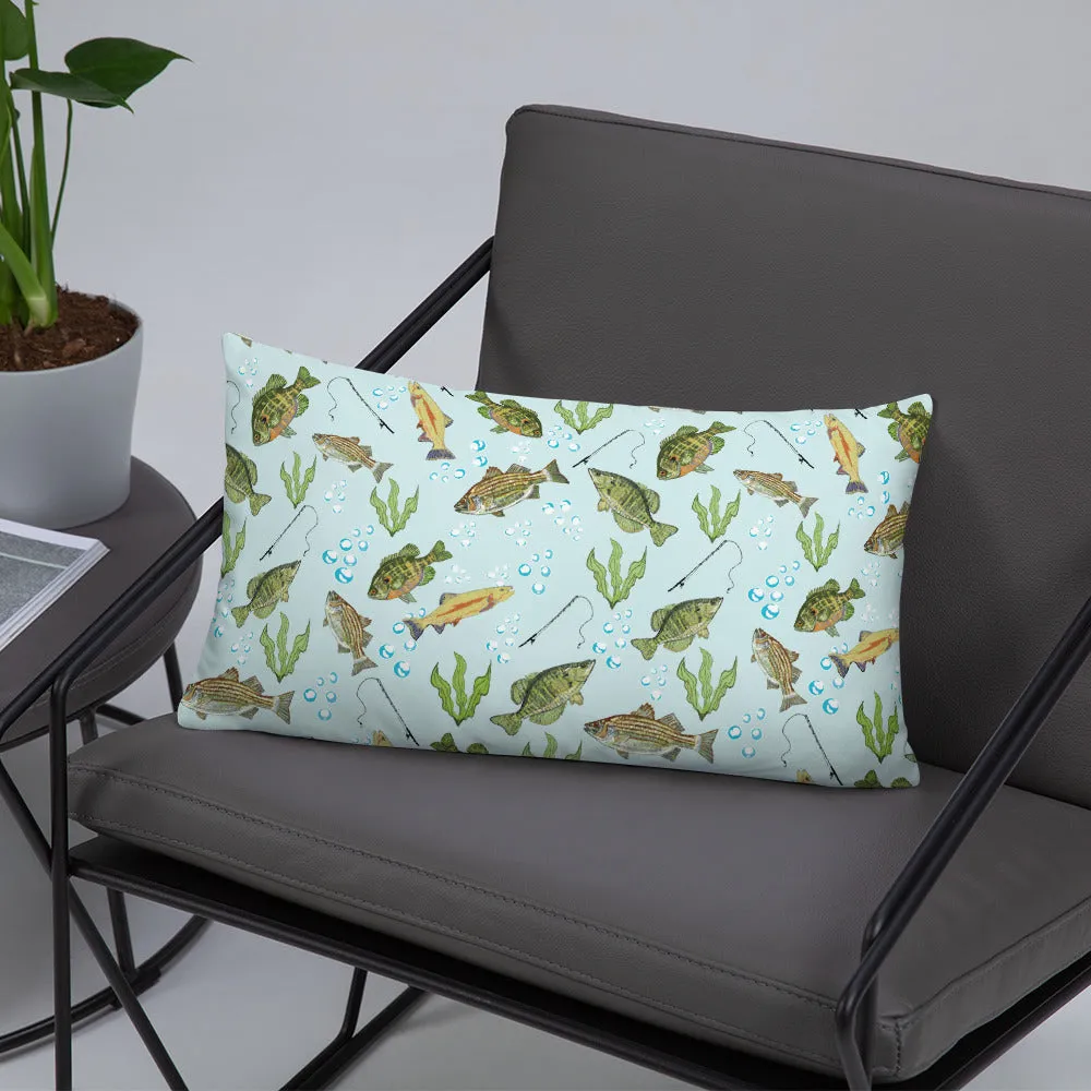 Fresh Water Fishing Basic Throw Pillow 20 x 12