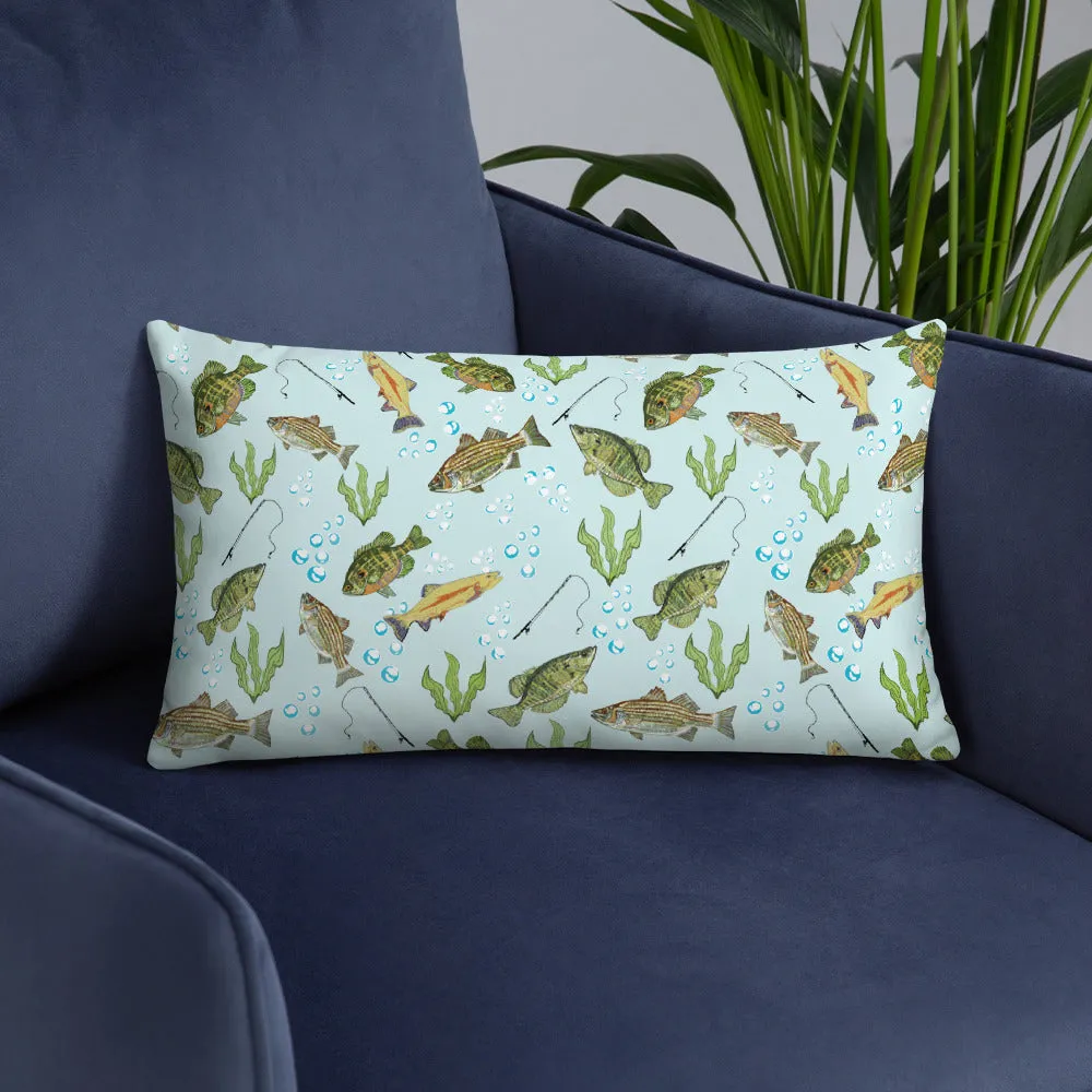 Fresh Water Fishing Basic Throw Pillow 20 x 12