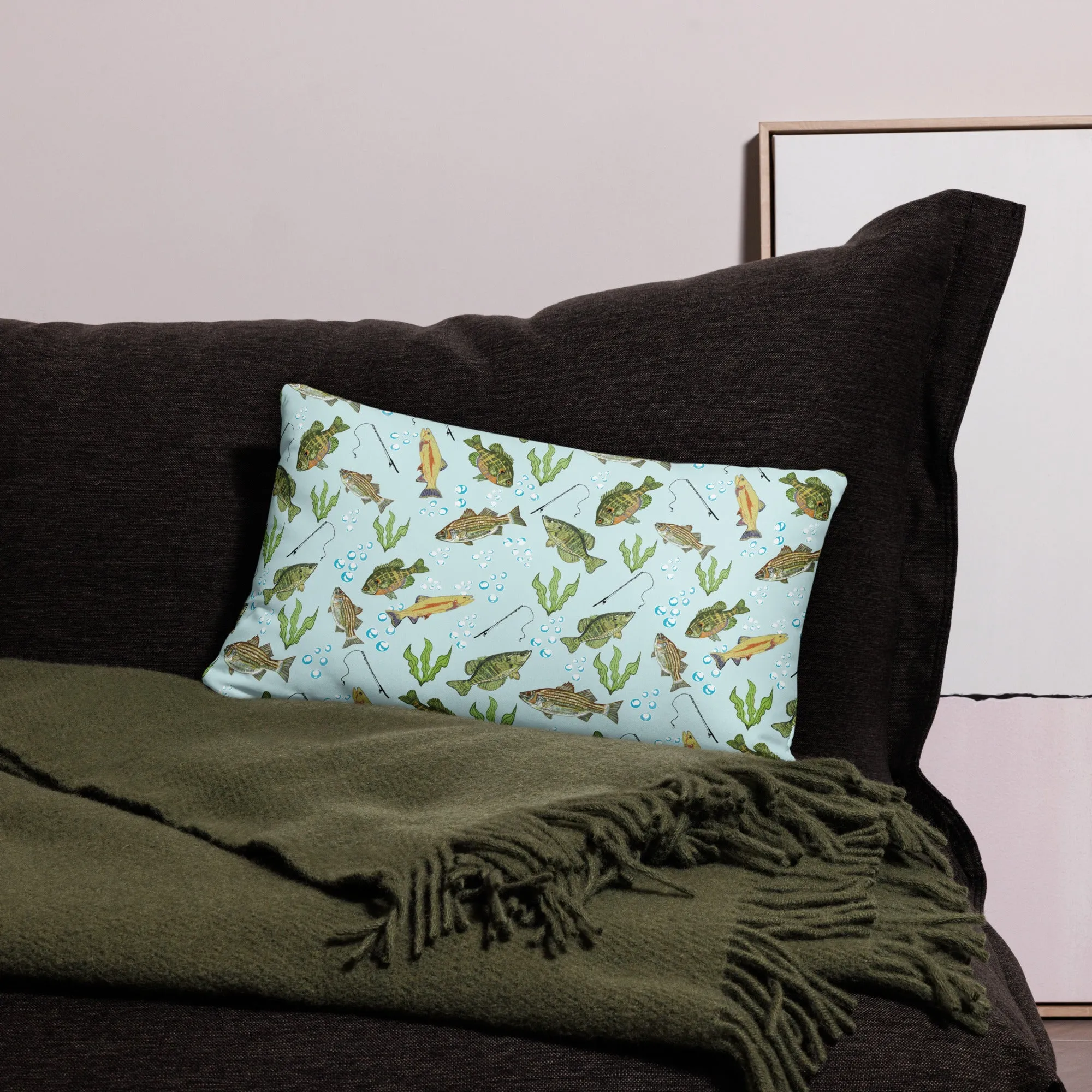 Fresh Water Fishing Basic Throw Pillow 20 x 12