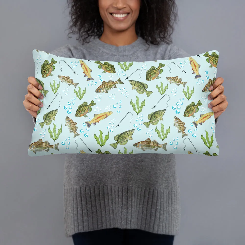 Fresh Water Fishing Basic Throw Pillow 20 x 12