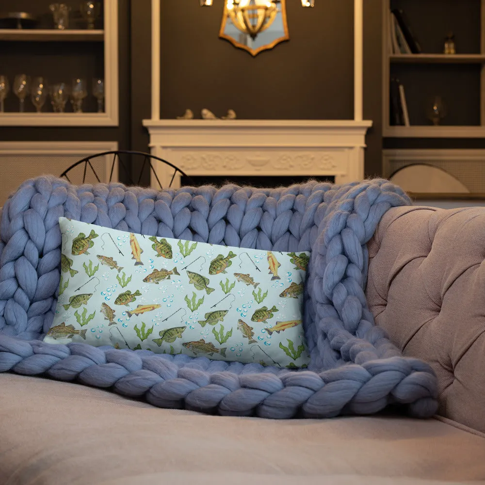 Fresh Water Fishing Basic Throw Pillow 20 x 12
