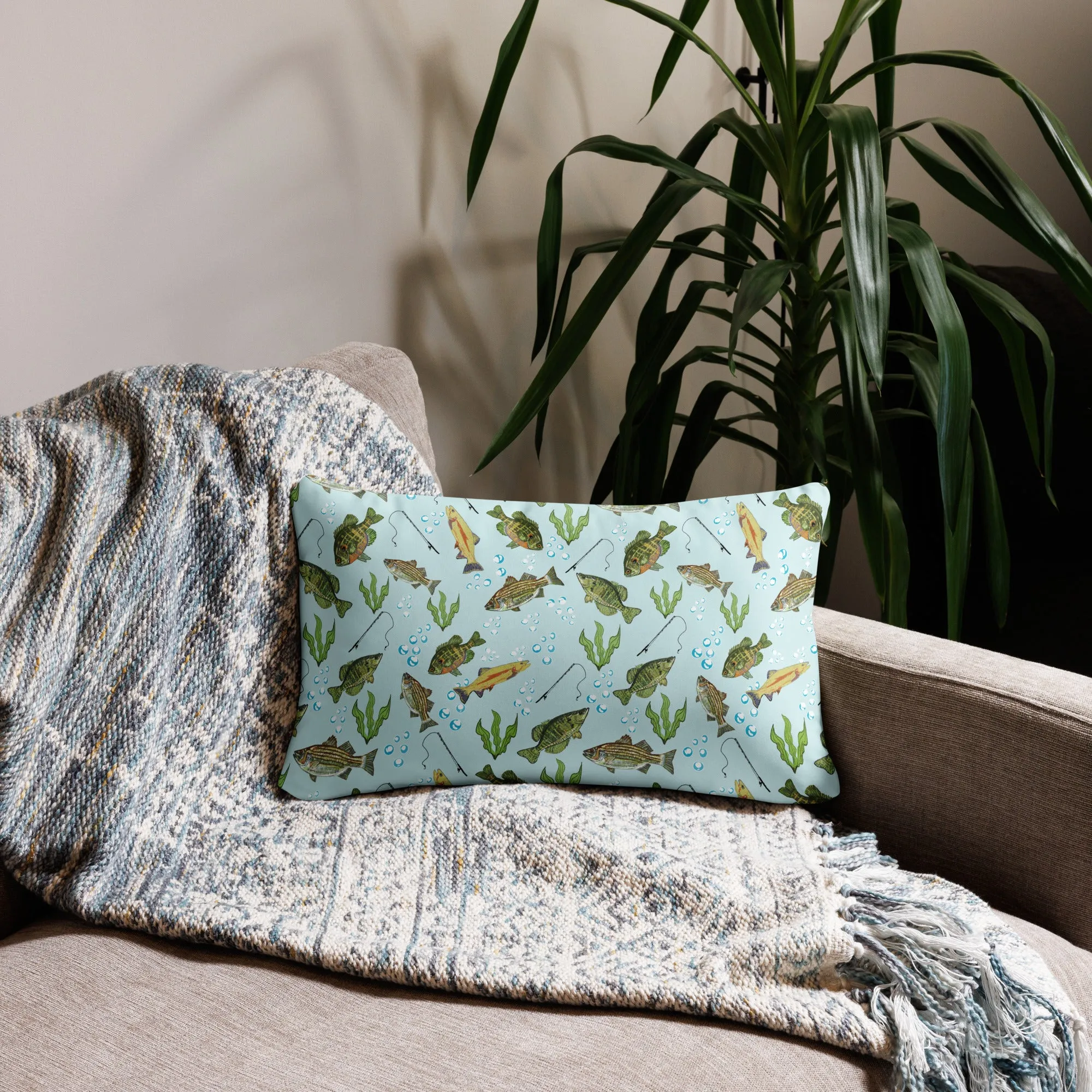 Fresh Water Fishing Basic Throw Pillow 20 x 12