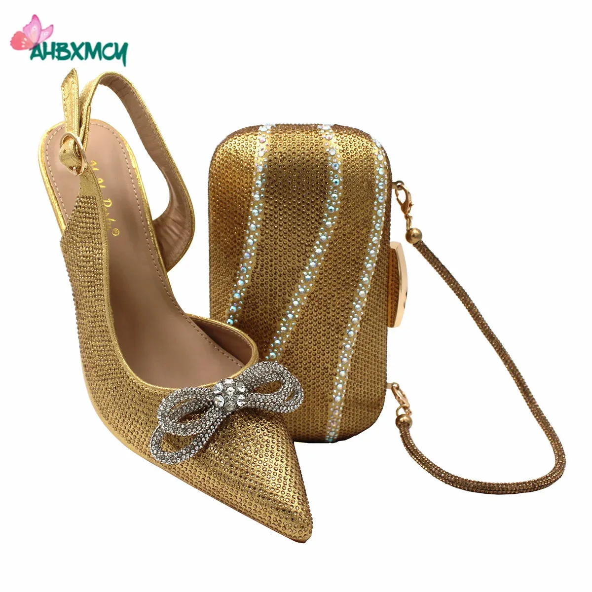 High-Quality Ladies Sandal Shoes Matching Bag Set