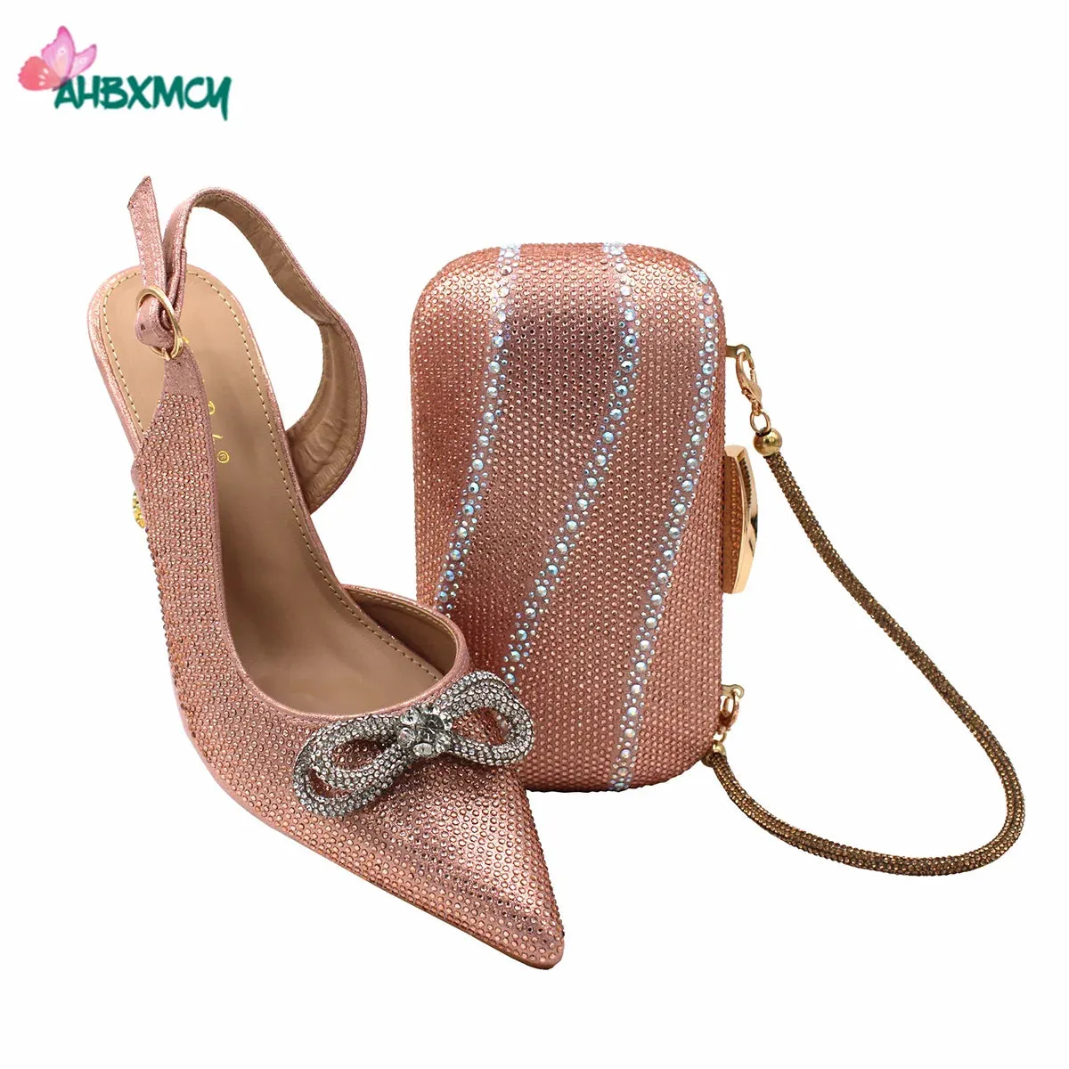 High-Quality Ladies Sandal Shoes Matching Bag Set