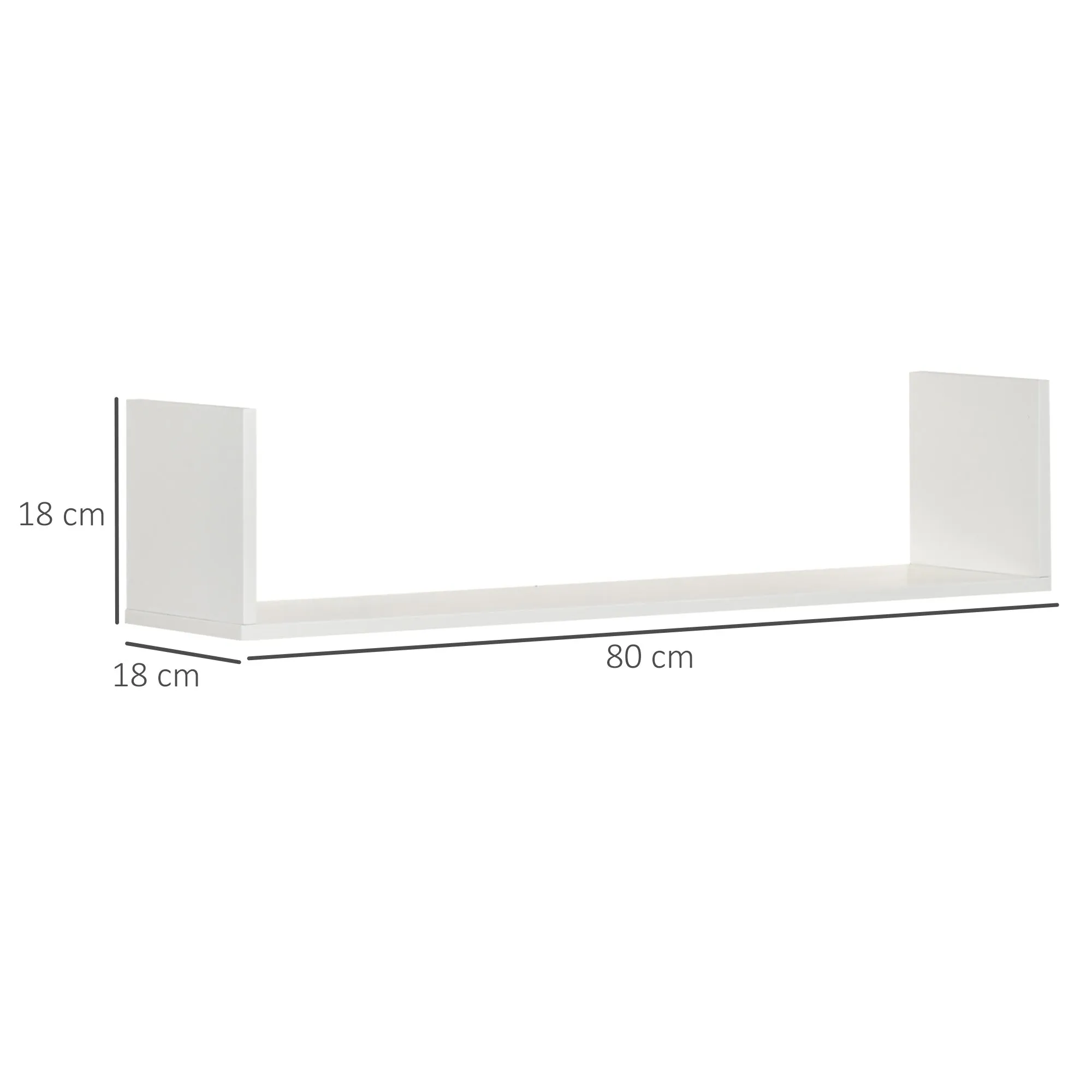 HOMCOM Set of 3 Wooden Floating Shelves Wall Mount CD DVD Storage Display White