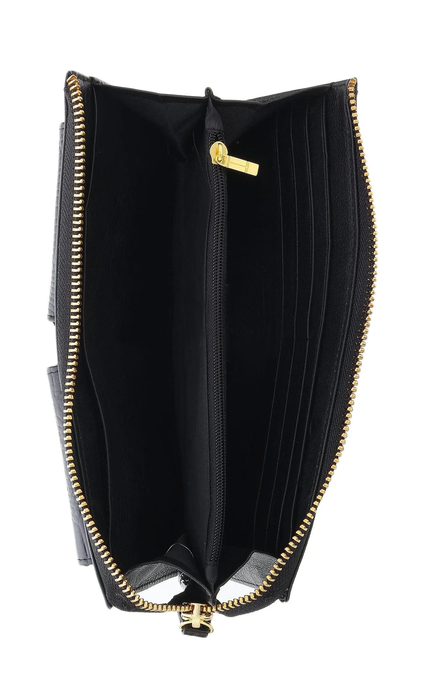 J&C J11-012 NERO Black Zippered  Large Wallet