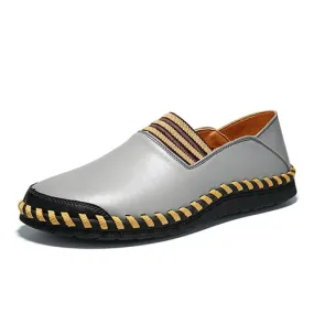 Men Hand Stitching Elastic Panels British Style Flat Soft Casual Loafers
