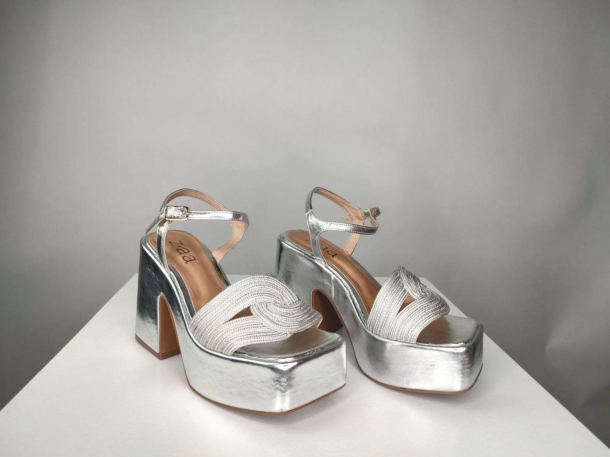 Metallic Silver Platform Heels