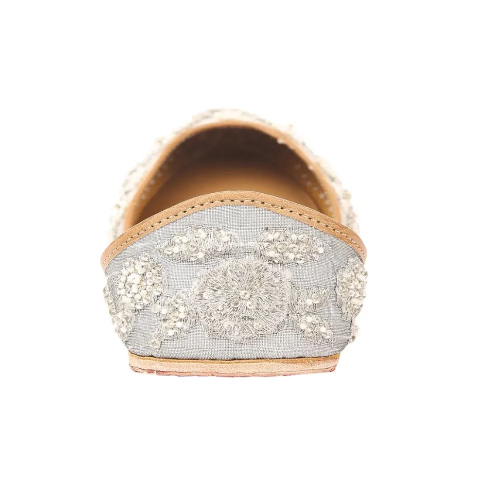 Silver Lustrous Jutti For Women | Festive Wear | Double Cushioning for Comfort