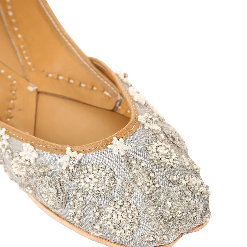 Silver Lustrous Jutti For Women | Festive Wear | Double Cushioning for Comfort