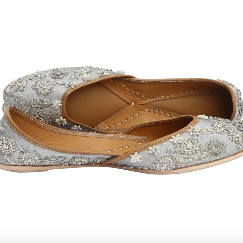 Silver Lustrous Jutti For Women | Festive Wear | Double Cushioning for Comfort