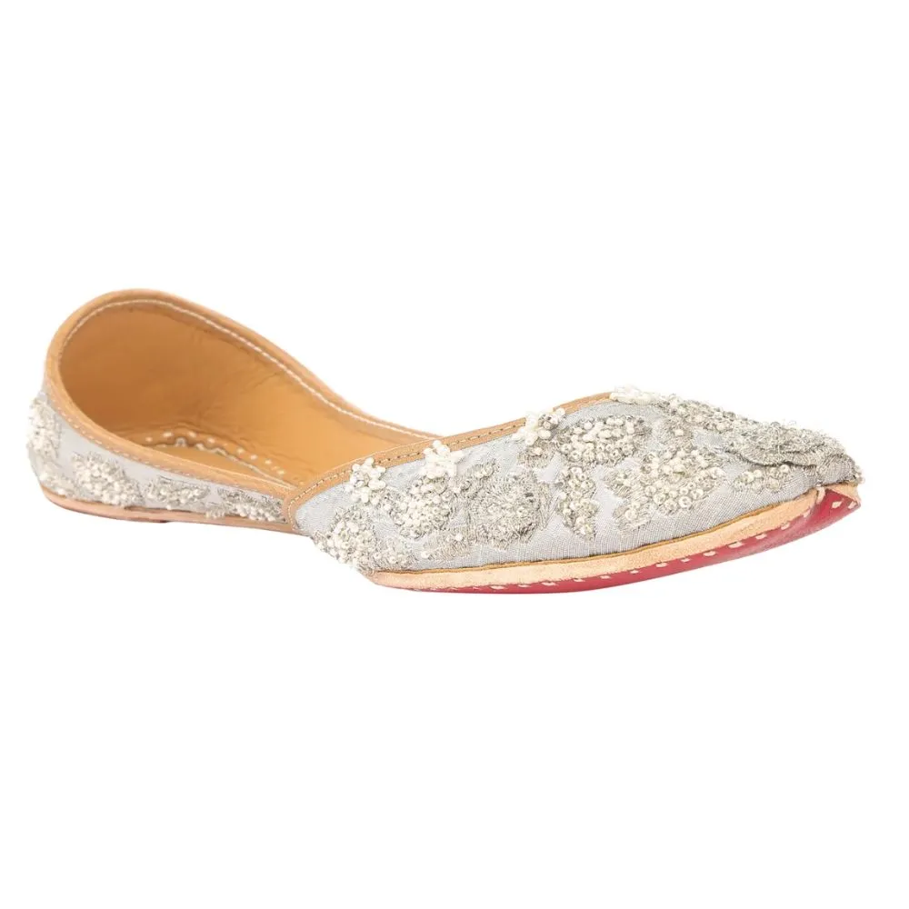 Silver Lustrous Jutti For Women | Festive Wear | Double Cushioning for Comfort