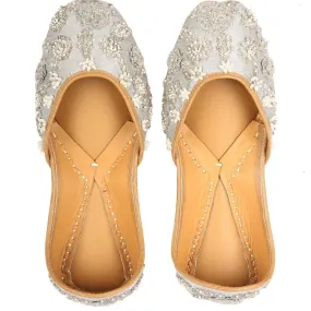 Silver Lustrous Jutti For Women | Festive Wear | Double Cushioning for Comfort