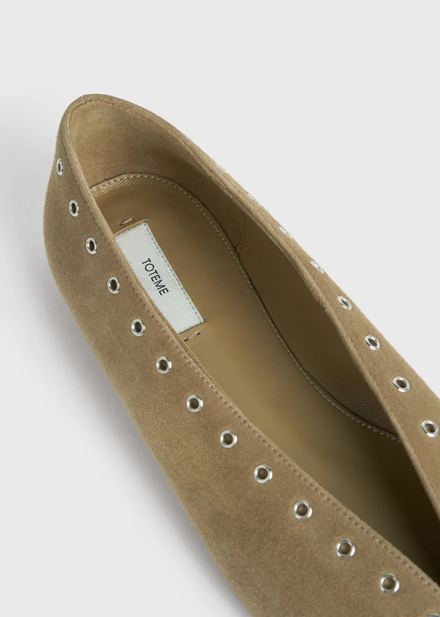 Suede lace-up ballerinas desert