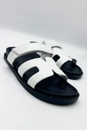 Thalia H Shaped Velcro Strap Flat Slider in White