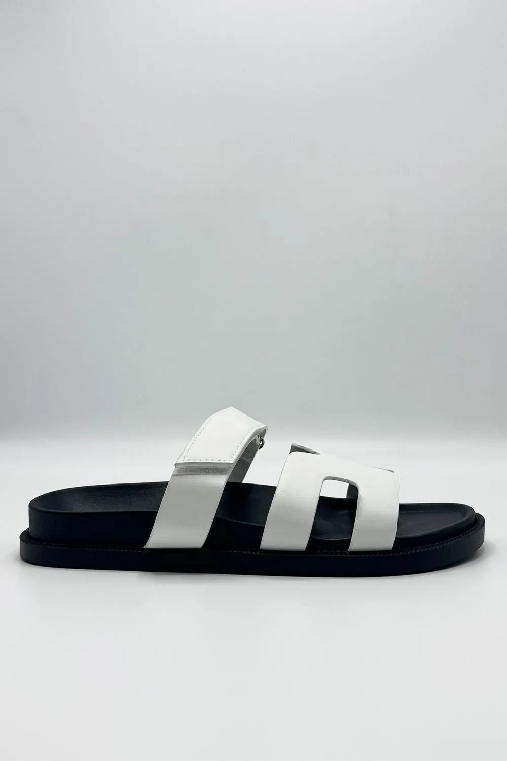 Thalia H Shaped Velcro Strap Flat Slider in White