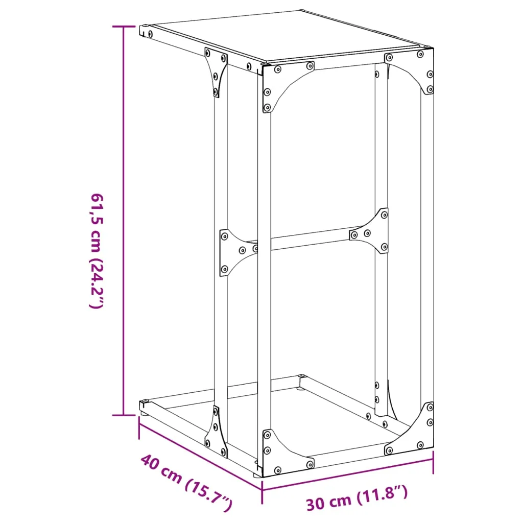 vidaXL Side Table with Transparent Glass 40x30x61.5 cm Steel