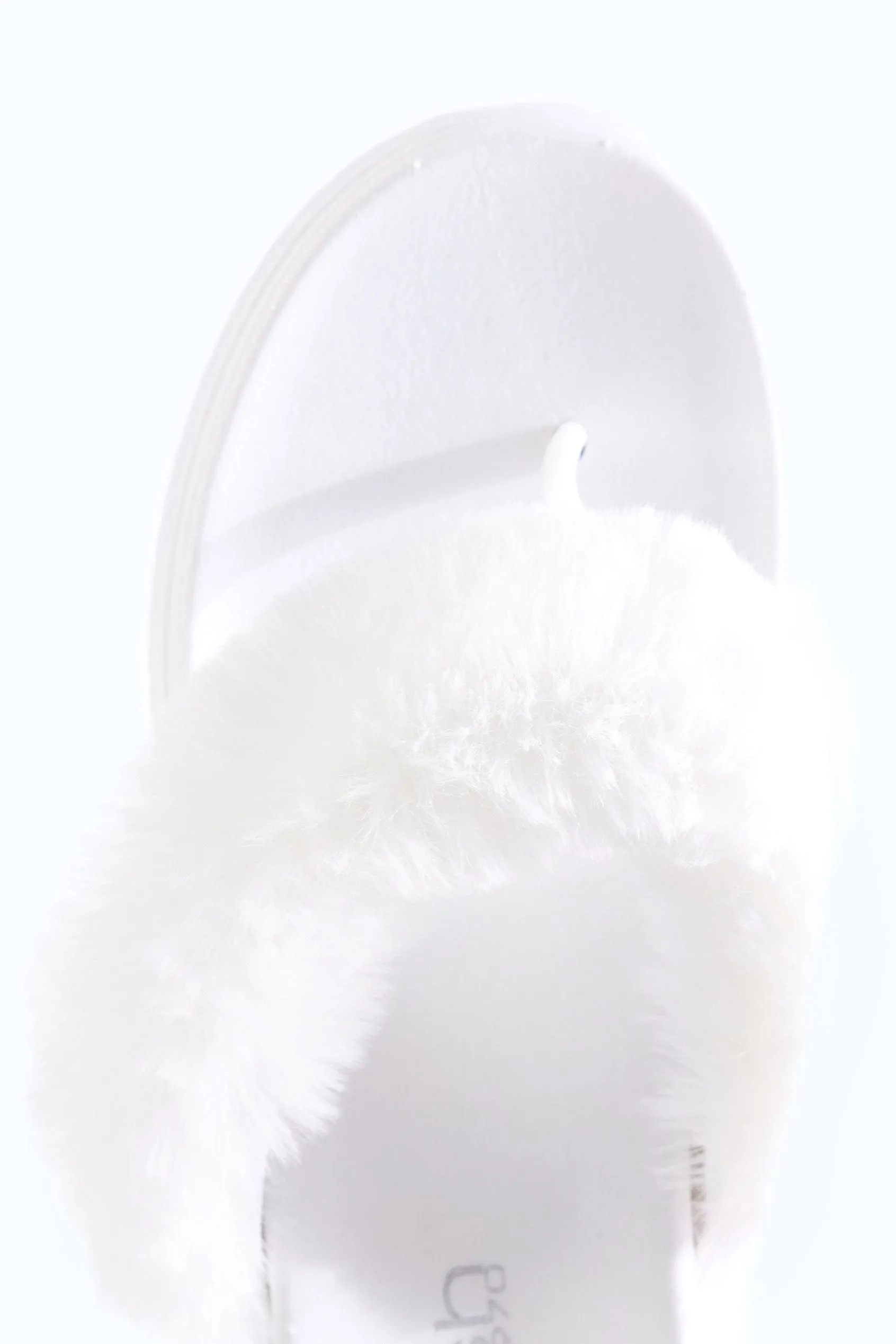 White Fur Thong Sliders