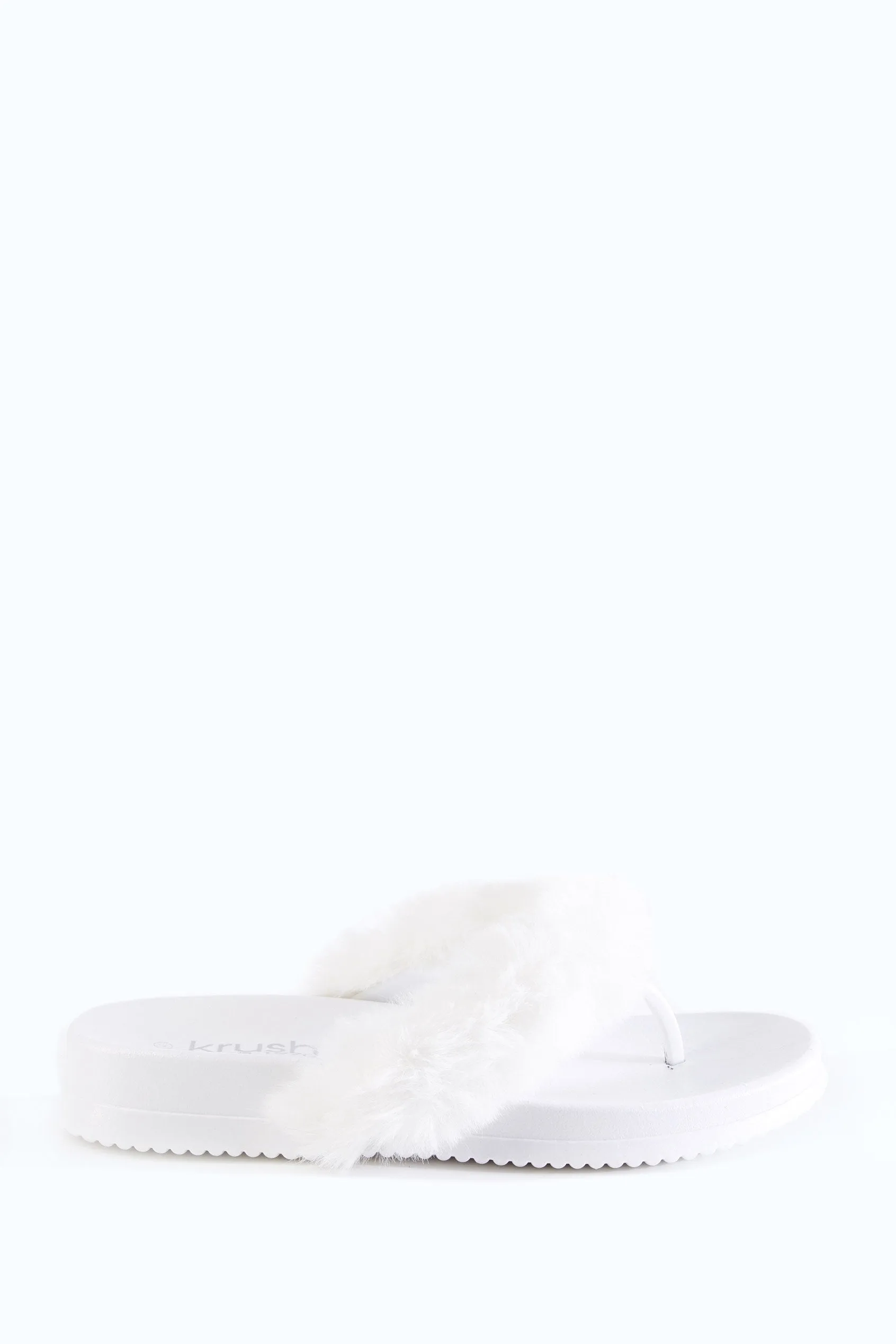 White Fur Thong Sliders